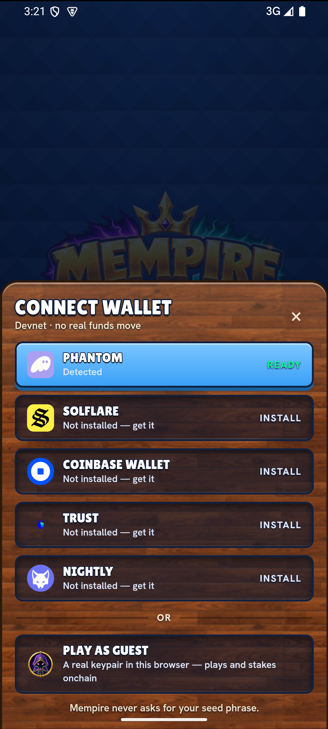 Connecting a Solana wallet through Mobile Wallet Adapter